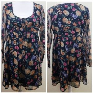 Mink Pink | Floral Sheer Sleeve Dress